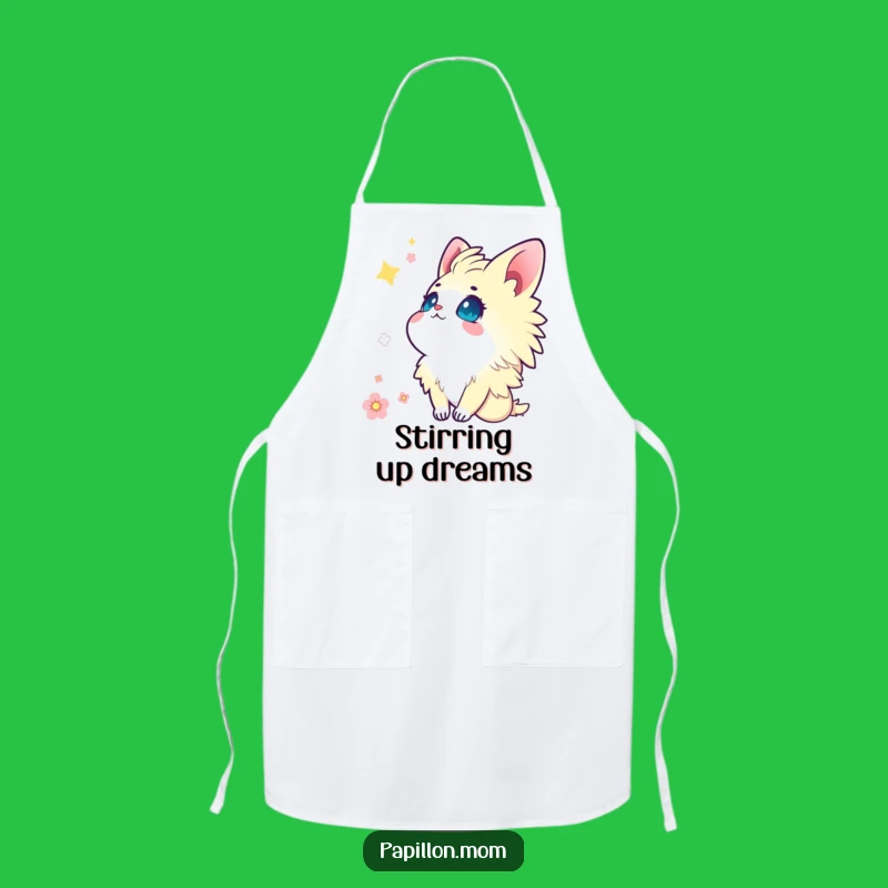 Funny Kawaii Papillon Apron: Wonder-filled eyes in the kitchen, a charming funny gift.