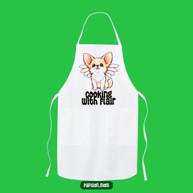 Funny Kawaii Papillon Dog Apron: Chef with Wings, Kitchen Gift!