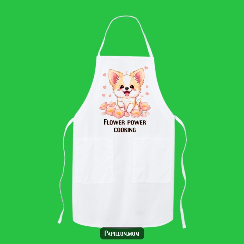 Funny Kawaii Papillon Dog Apron, Excited Bichon Petal Kitchen Wear, Gift