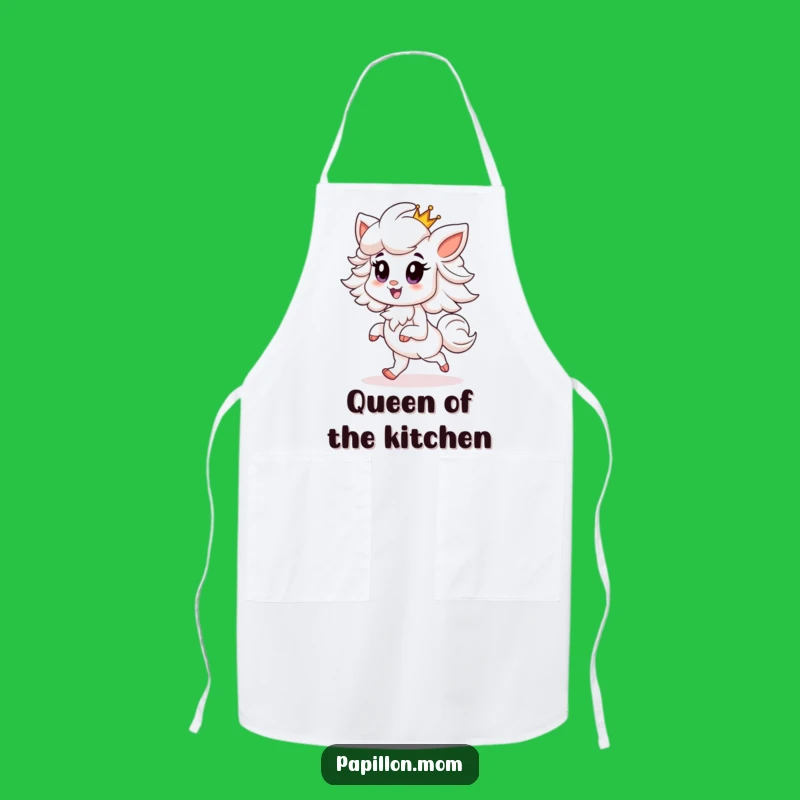 Funny Papillon Apron: Chef's Royal Prance Dog with Crown, Kitchen Funny Gift