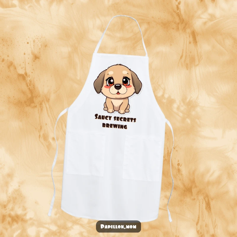 Funny apron with a dog winking with a bright, mischievous sparkle in its eyes; perfect for cooking and baking with a smile.