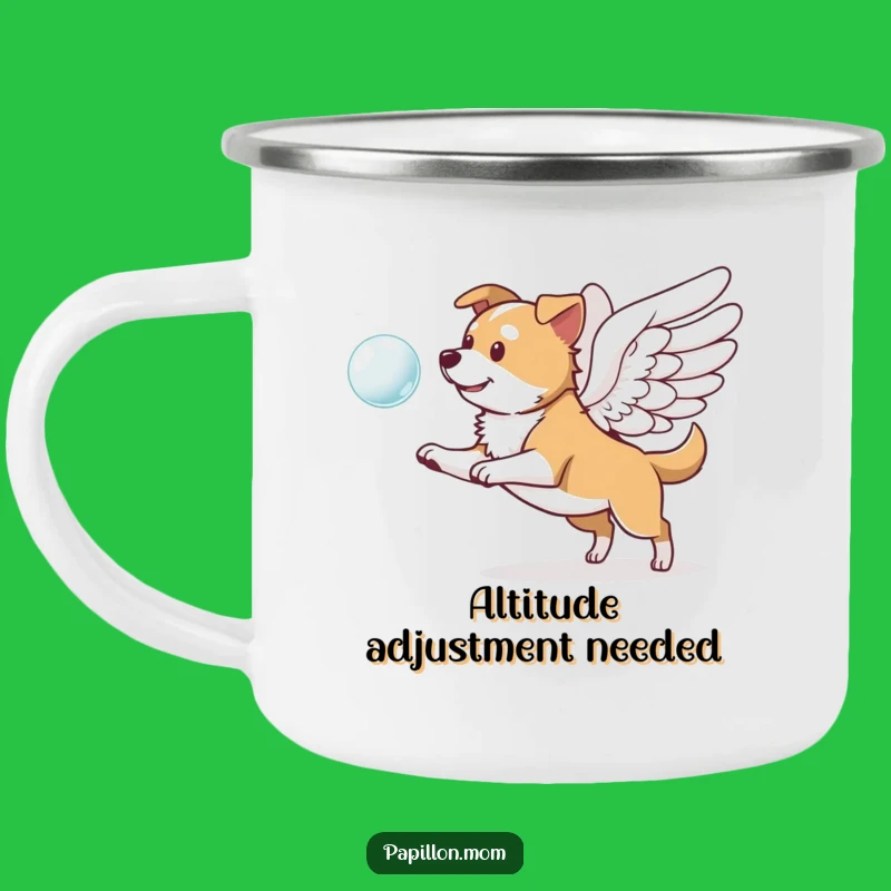 Funny Winged Dog Camping Mug: Durable Pup Chasing Bubble, Best Funny Gift!