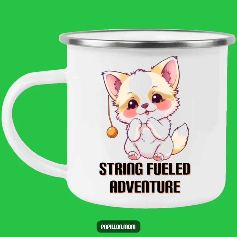 Funny Papillon Batting String Camping Mug - Adventure Fuel for Dog Lovers!