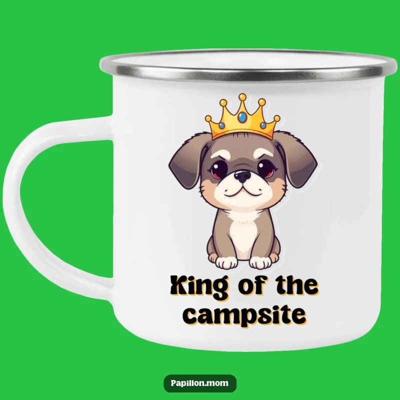 Funny Dog Crown Camping Mug: Royal Adventures, Campfire Funny Gift