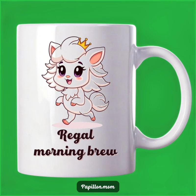 Funny Papillon Mug: Proud King Dog with Crown, Regal Funny Gift