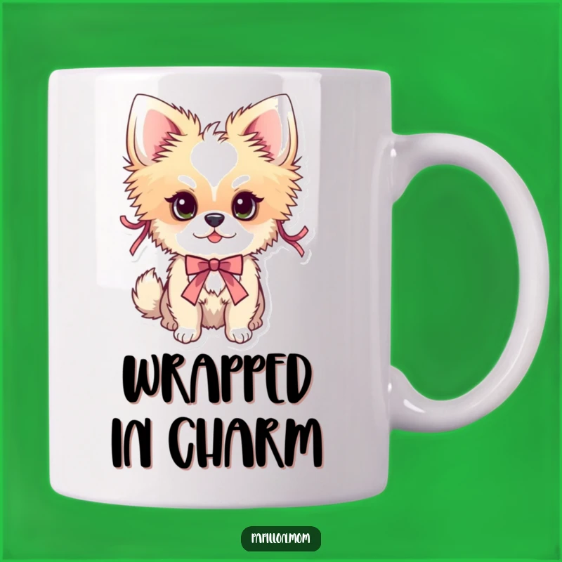 Funny Papillon Ribbon Adorned Mug - Elegant Funny Gift for Dog Lovers