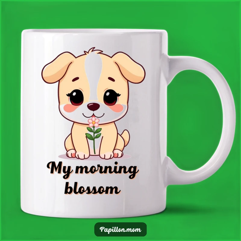 Funny Doggo Flower Mug: Sweet Gentle Dog Offering Bloom Funny Gift