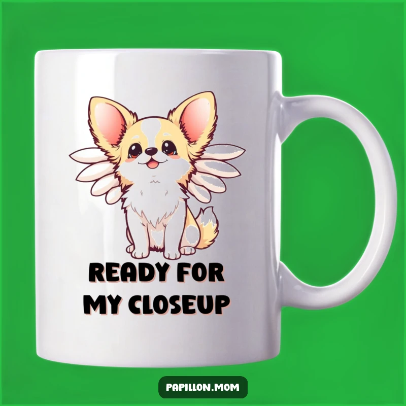 Funny Kawaii Papillon Dog Mug: Happy Winged Pup, Perfect Gift!