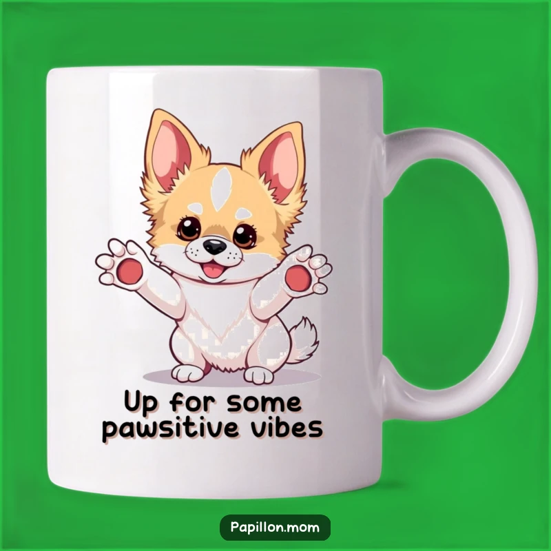 Funny Kawaii Papillon Dog Mug: Adorable Paws Up for Playful Gift!