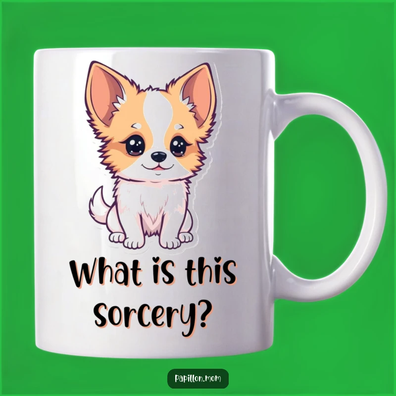 Funny Kawaii Papillon Dog Mug: Curious Observer Pup, Perfect Gift!