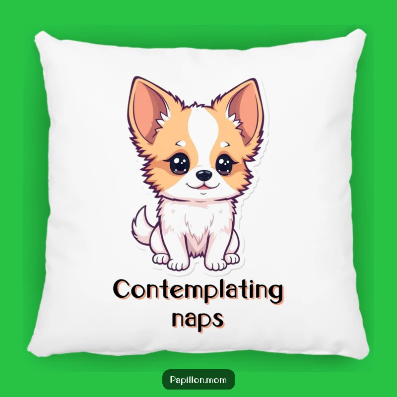 Funny Kawaii Papillon Dog Pillow: Curious Observer Cushion, Cozy Gift!
