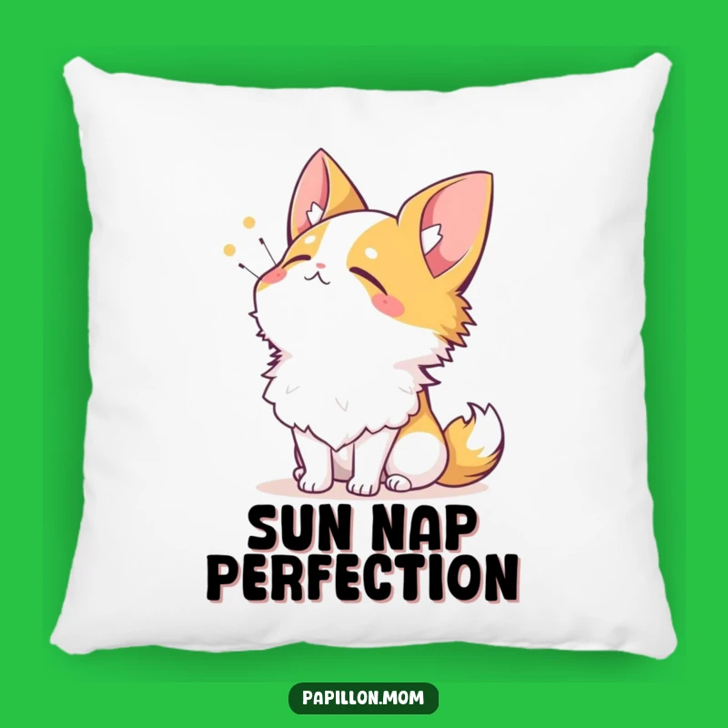Funny Papillon Sun Pillow - Cozy Comfort with a Contented Sigh!