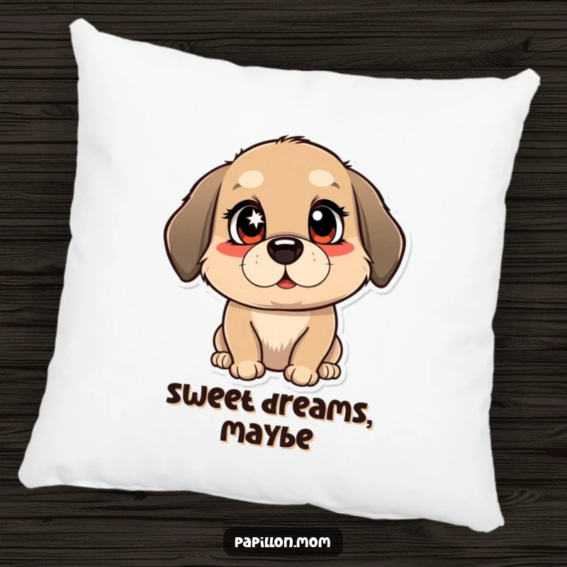 Funny pillow showcasing a dog winking with a bright, mischievous sparkle in its eyes, offering comfort and a touch of playful charm.