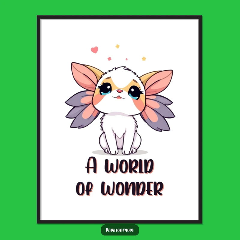 Funny Papillon Sky Digital Art: Printable Dog Decor, Instant Dreamy Gift!