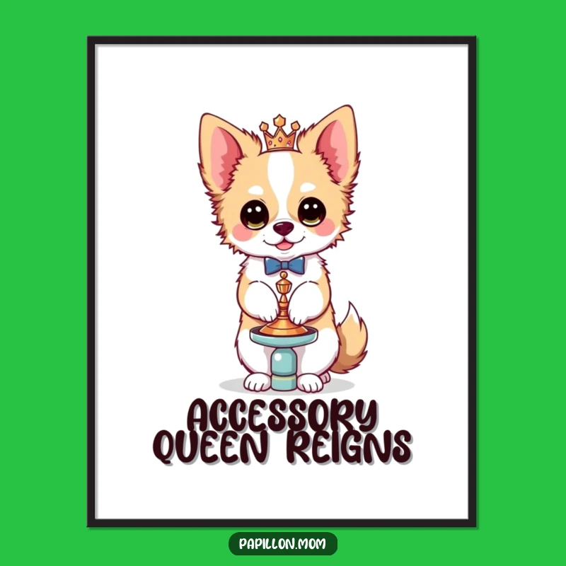 Funny Kawaii Papillon Dog Print, Chic Accessory Bichon Art, Instant Gift