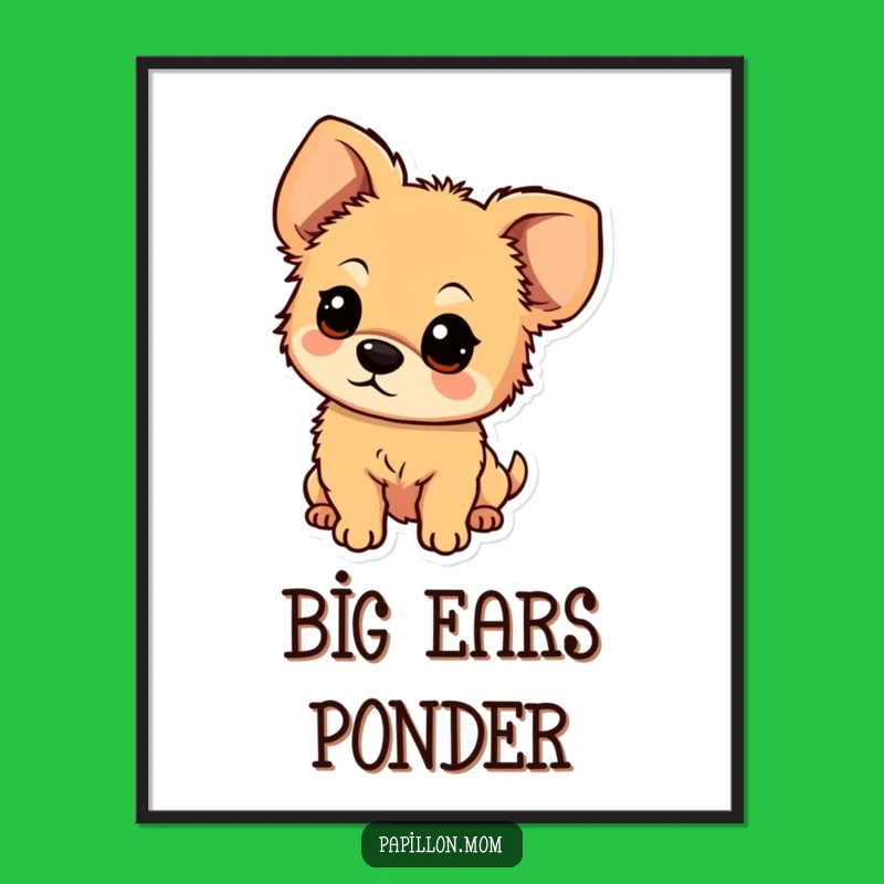 Funny Curious Fluffy Dog Ear Digital Art: Instant Download of Canine Wonder