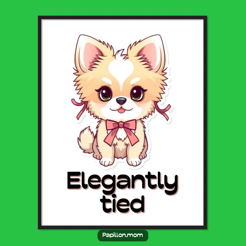 Funny Papillon Ribbon Adorned Digital Art - Instant Funny Gift for Decor