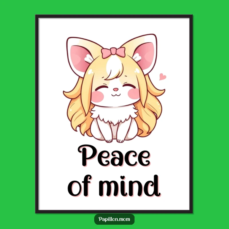 Funny Kawaii Papillon Lady Digital Art: Printable Happy Sigh for Instant Decor