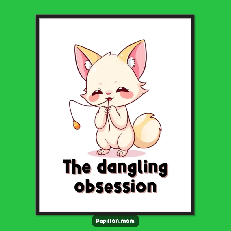Funny Kawaii Papillon Play Digital Art: Batting string, instant fun, a funny gift.