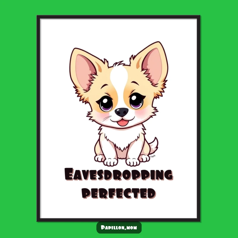 Funny Papillon Listening Ears Digital Art - Curious Dog Decor