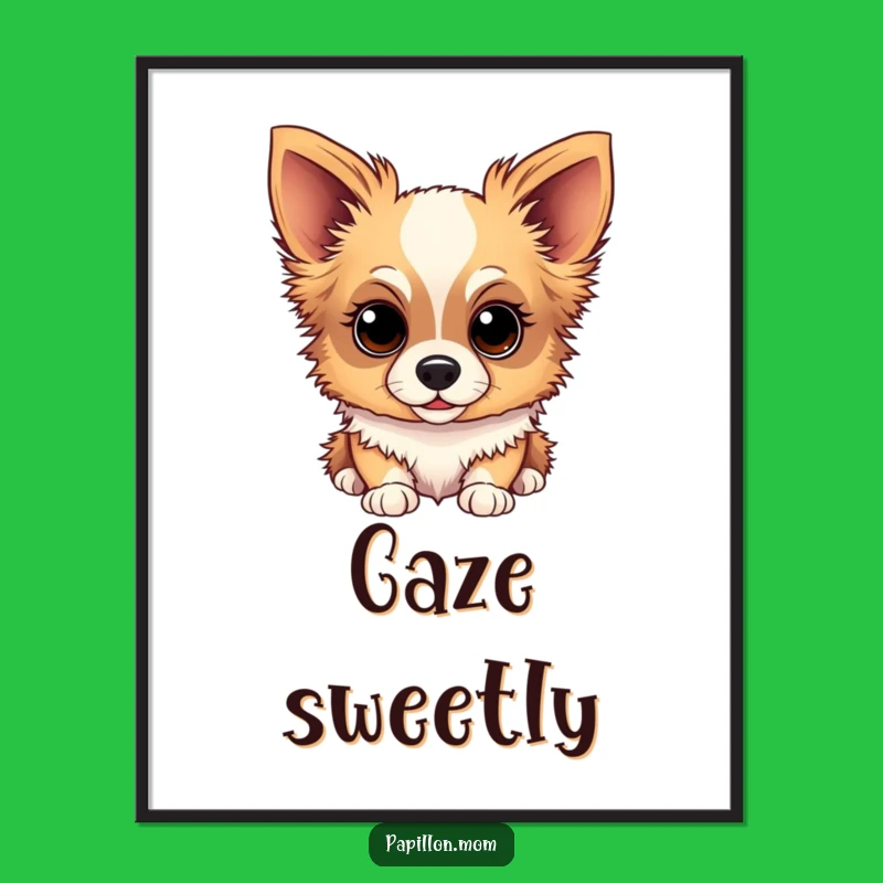 Funny Papillon Sweet Gaze Digital Art - Instant Funny Gift for Decor