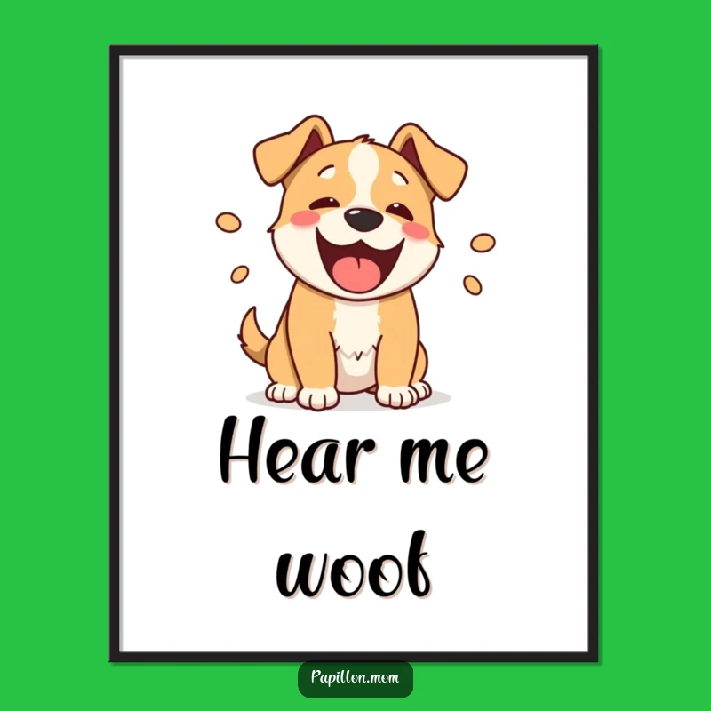 Funny Barking Dog Digital Art: Instant Joyful Decor, Perfect Humorous Gift Download