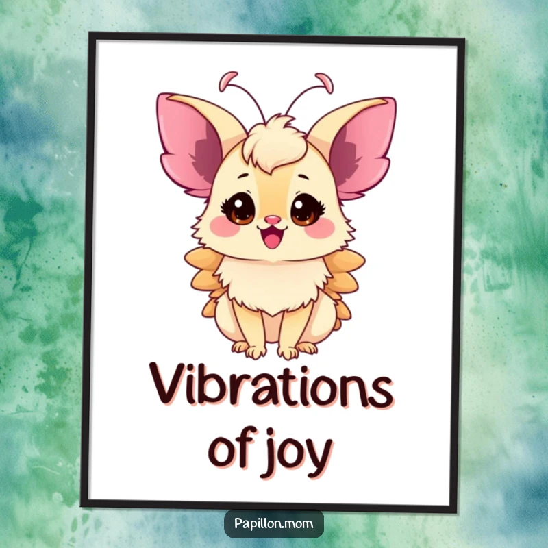 Funny Papillon Lady Digital Art, delicate antennae twitching with pure excitement, a high-resolution humorous illustration.