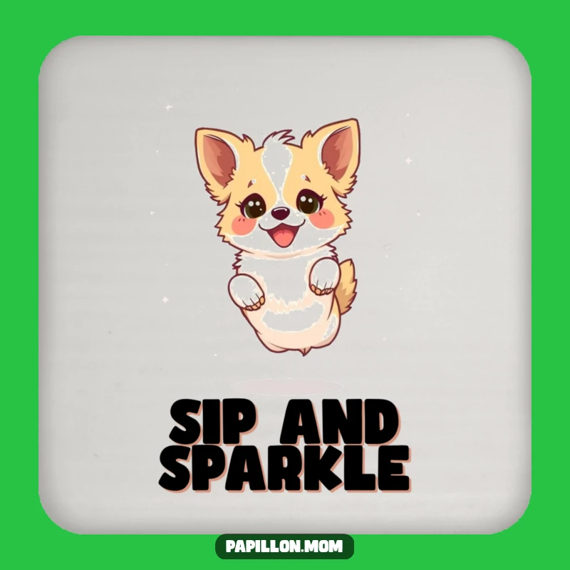 Funny Kawaii Papillon Dog Coaster: Joyful Leap Protector, Cute Decor!