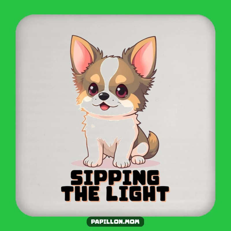 Funny Kawaii Papillon Dog Coaster: Light Beam Protector, Cute Decor!