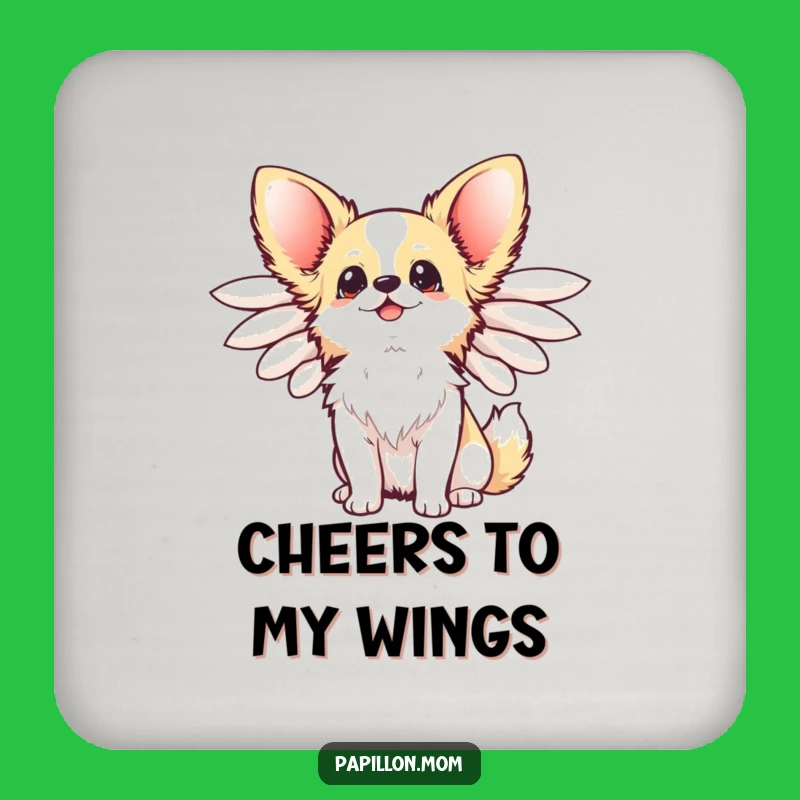 Funny Kawaii Papillon Dog Coaster: Winged Protection, Cute Decor!