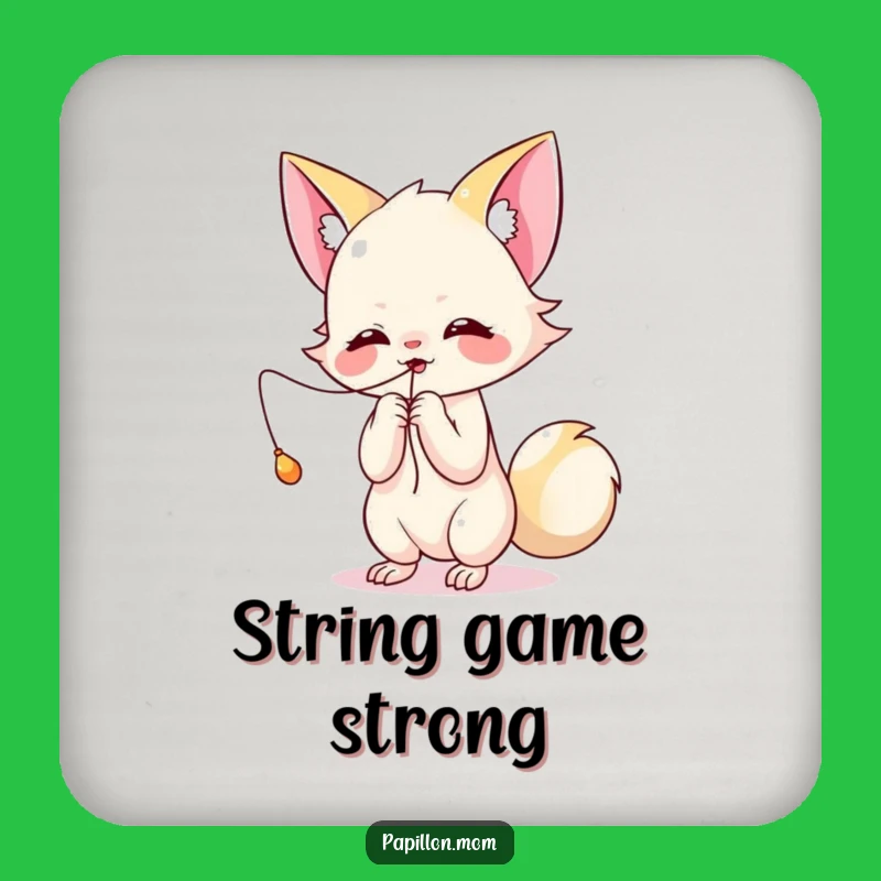 Funny Kawaii Papillon Play Coasters: Batting string, protect surfaces with fun, a funny gift.
