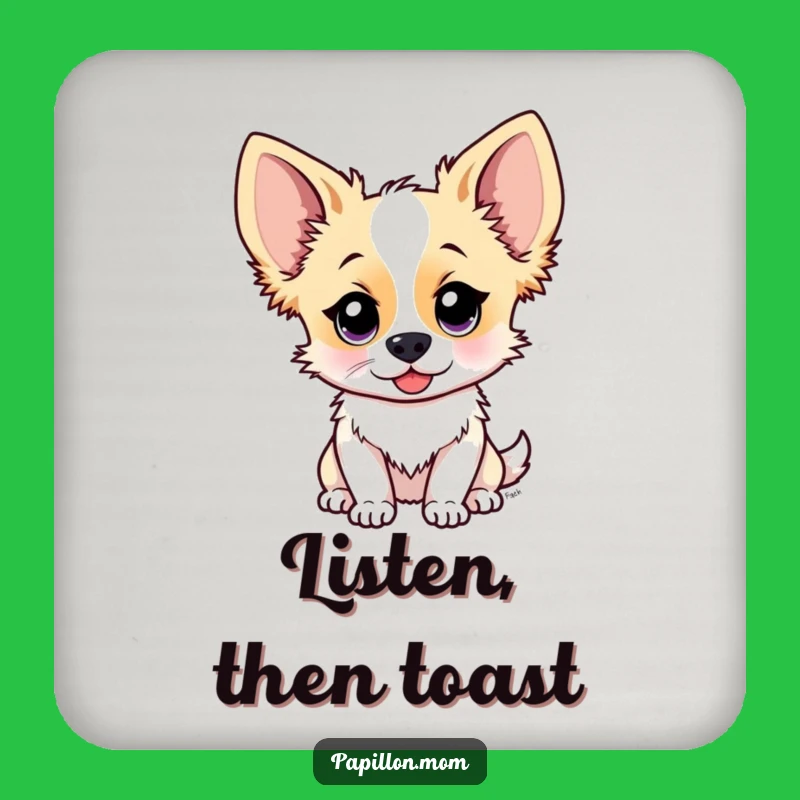 Funny Papillon Listening Ears Coaster - Curious Dog Table Protector