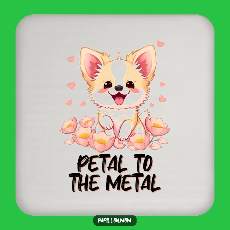 Funny Kawaii Papillon Dog Coaster, Excited Bichon Petal Protector, Gift