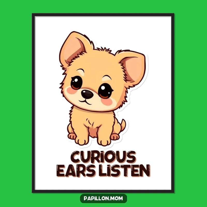 Funny Curious Fluffy Dog Ear Poster: Decorate with Delightful Canine Wonder