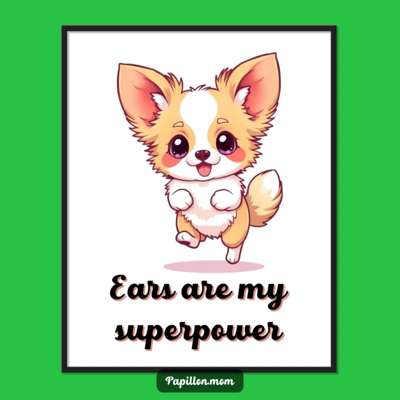 Funny Papillon Hop Poster - Energetic Wall Art for Dog Enthusiasts!