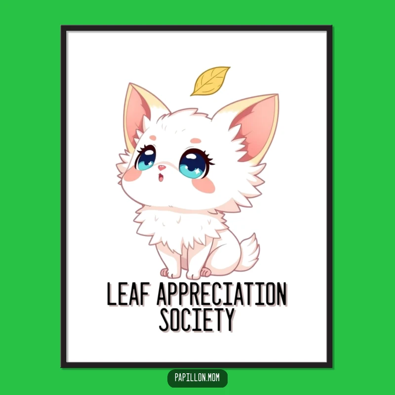 Funny Papillon Leaf Gazer Poster - Enchanting Wall Art for Dog Lovers!