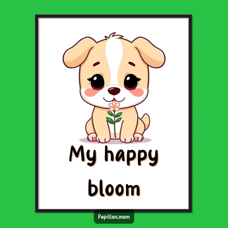 Funny Doggo Flower Poster: Gentle Dog Art Print Funny Gift
