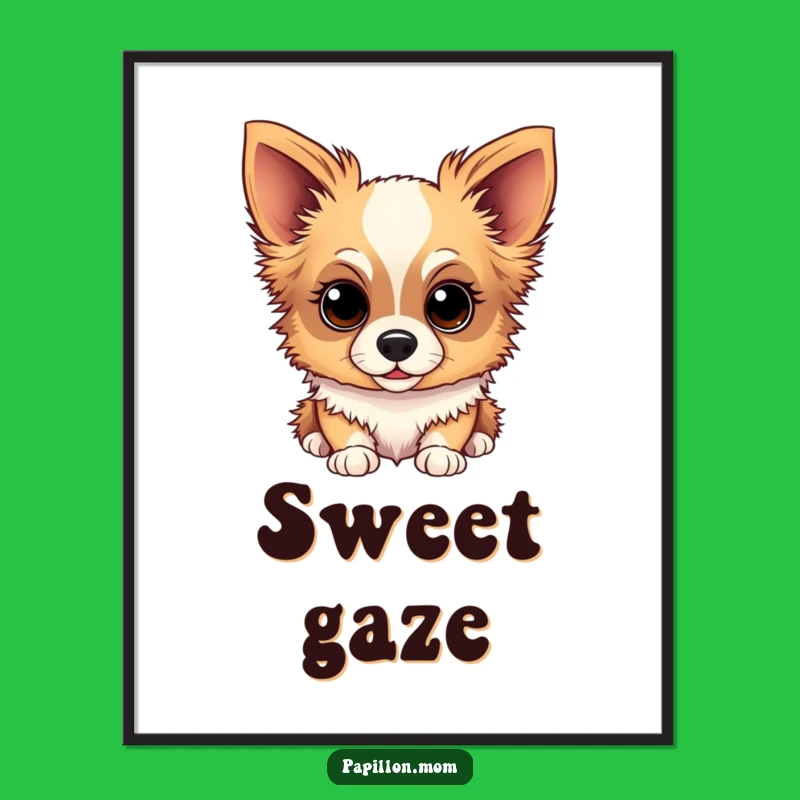 Funny Papillon Sweet Gaze Poster - Heartfelt Funny Gift for Art Lovers