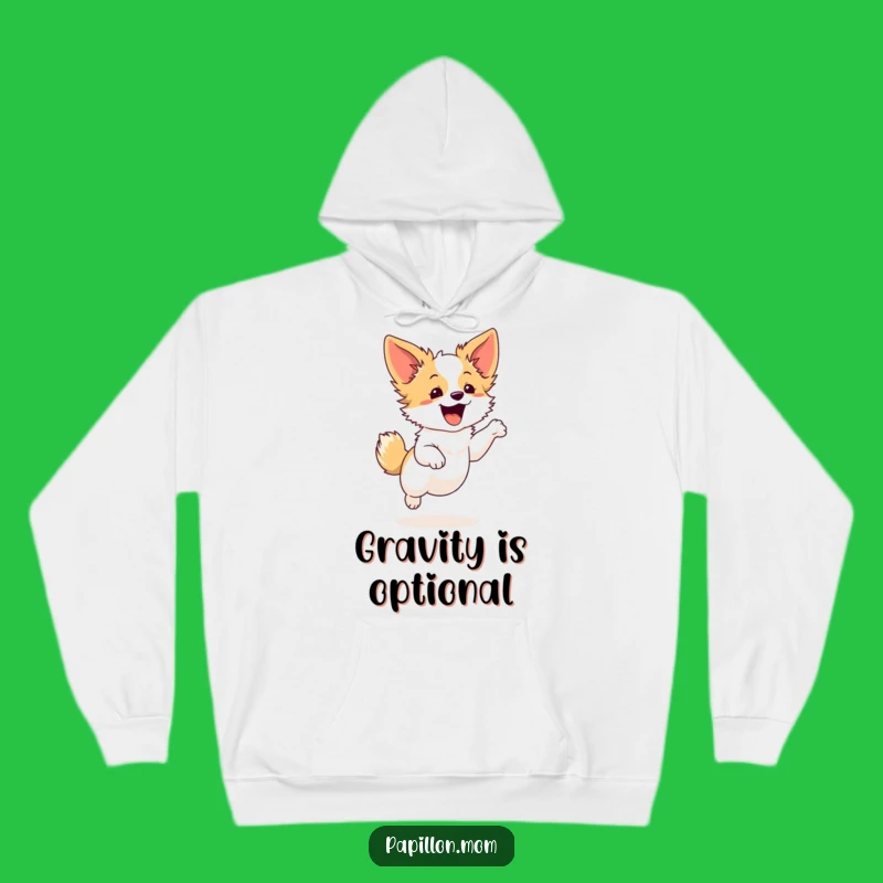 Cozy Funny Papillon Graceful Leap Hoodie - Joyful Dog Comfort
