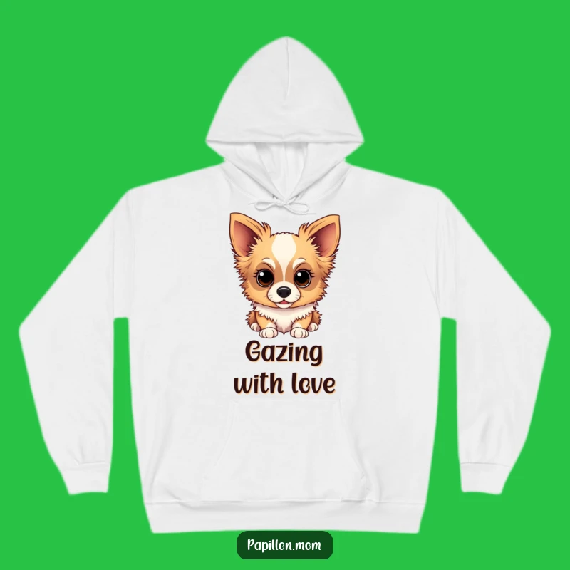 Cozy Funny Papillon Sweet Gaze Hoodie - Warm Funny Gift for Dog Fans