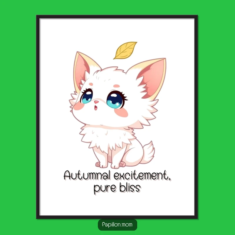 Free Printable Papillon Wall Art: Enchanted Pup Autumn Leaf Gaze Downloadable Art