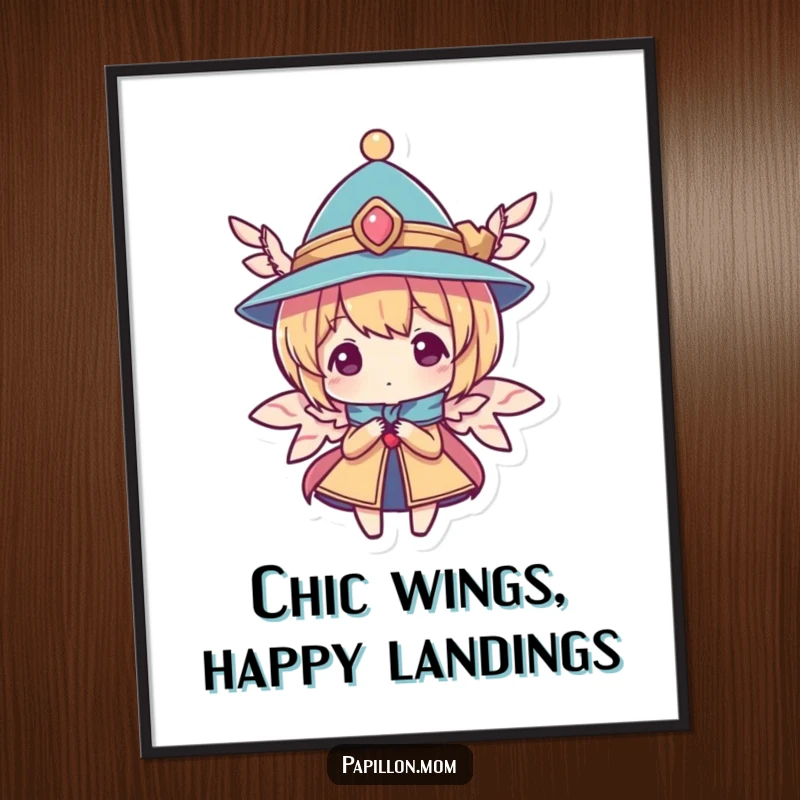 Funny Free Printable Wall Art: Character wearing a tiny elegant hat with wings, looking sophisticated and whimsical