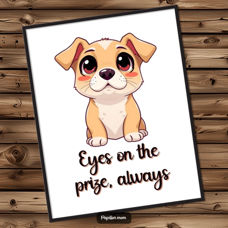 Funny Free Printable Wall Art: A dog gazes upward with wide, loving eyes, creating a sweet and delightful atmosphere.