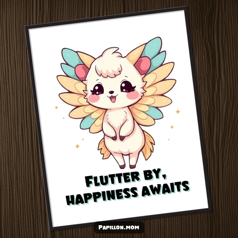 Funny Free Printable Papillon Lady Wall Art featuring delicate wings fluttering joyfully, a whimsical downloadable piece.