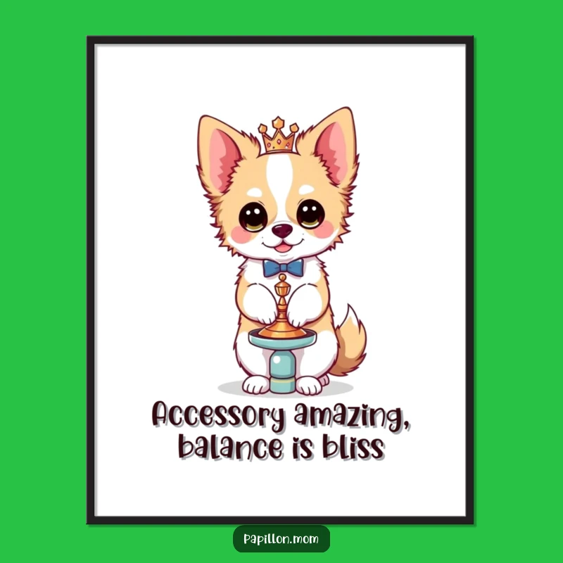 Free Printable Wall Art: Fancy Kawaii Papillon Dog Accessory Decor Downloadable