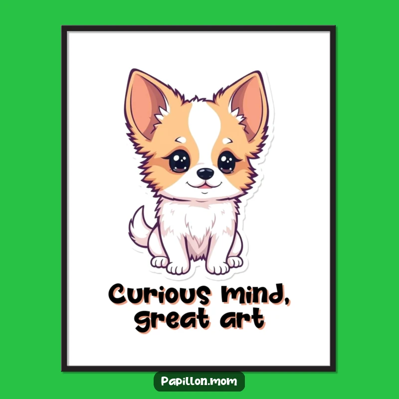 Free Printable Wall Art: Funny Kawaii Papillon Dog, Cute Downloadable Decor!