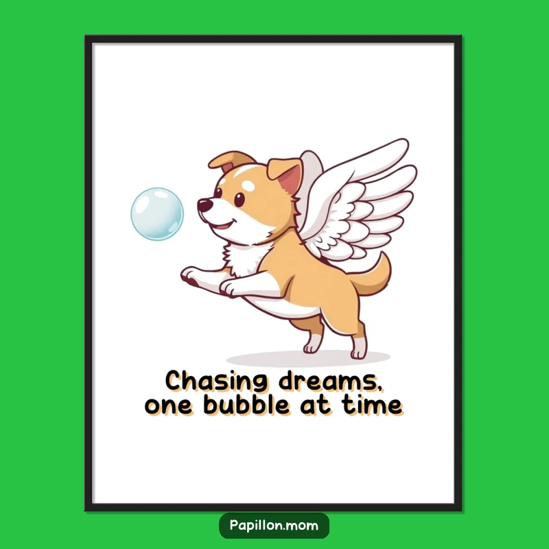 Free Printable Wall Art: Winged Dog Bubbles, Whimsical Downloadable Art for Decor