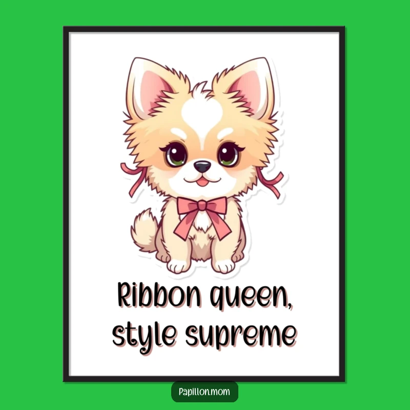 Funny Free Printable Wall Art: Ribboned Papillon Dog - Whimsical Downloadable Art