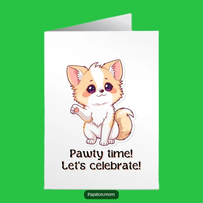 Free Printable Birthday Card: Playful Papillon Paw for a Happy Celebration!