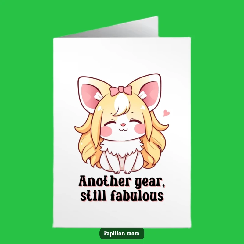 Free Printable Kawaii Papillon Birthday Card: Funny Lady Sighing Downloadable Gift